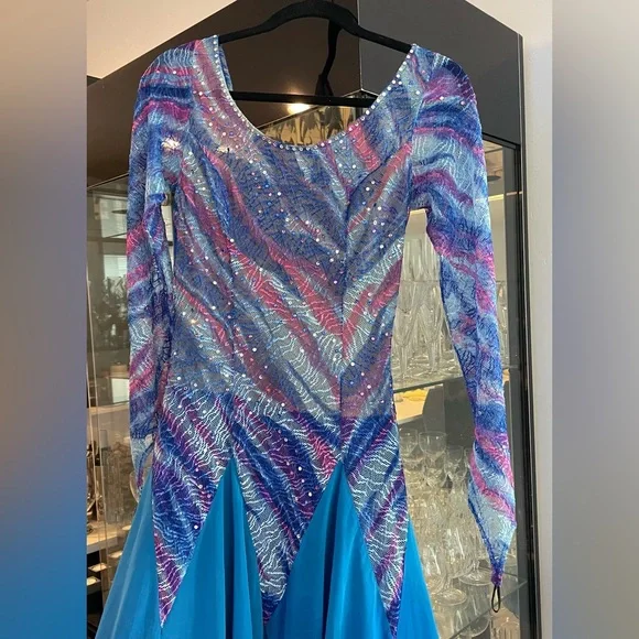 Vibrant Multicolor Ballroom Dance Dress - Picture 4 of 16